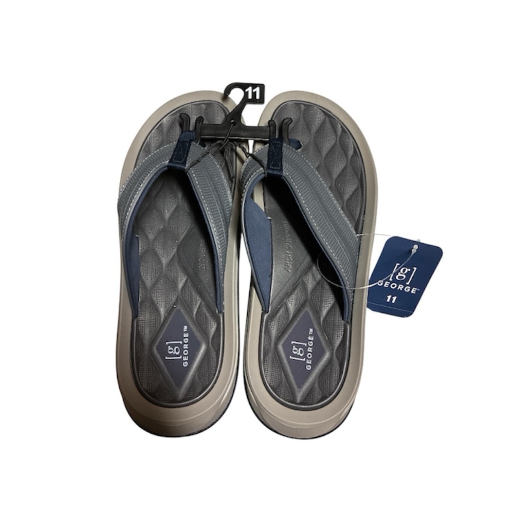 George Premium Comfort Casual Thong Sandals in Gray and Navy